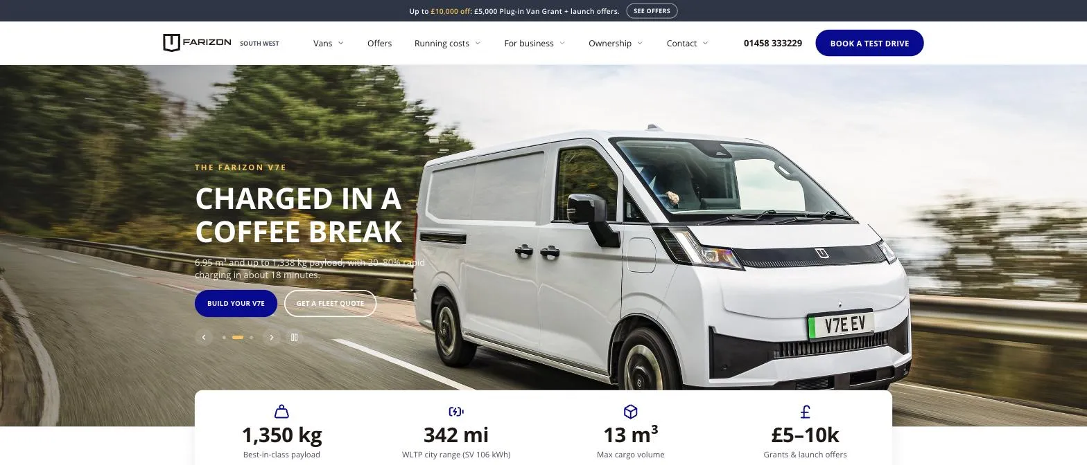 Farizon South West dealer website preview